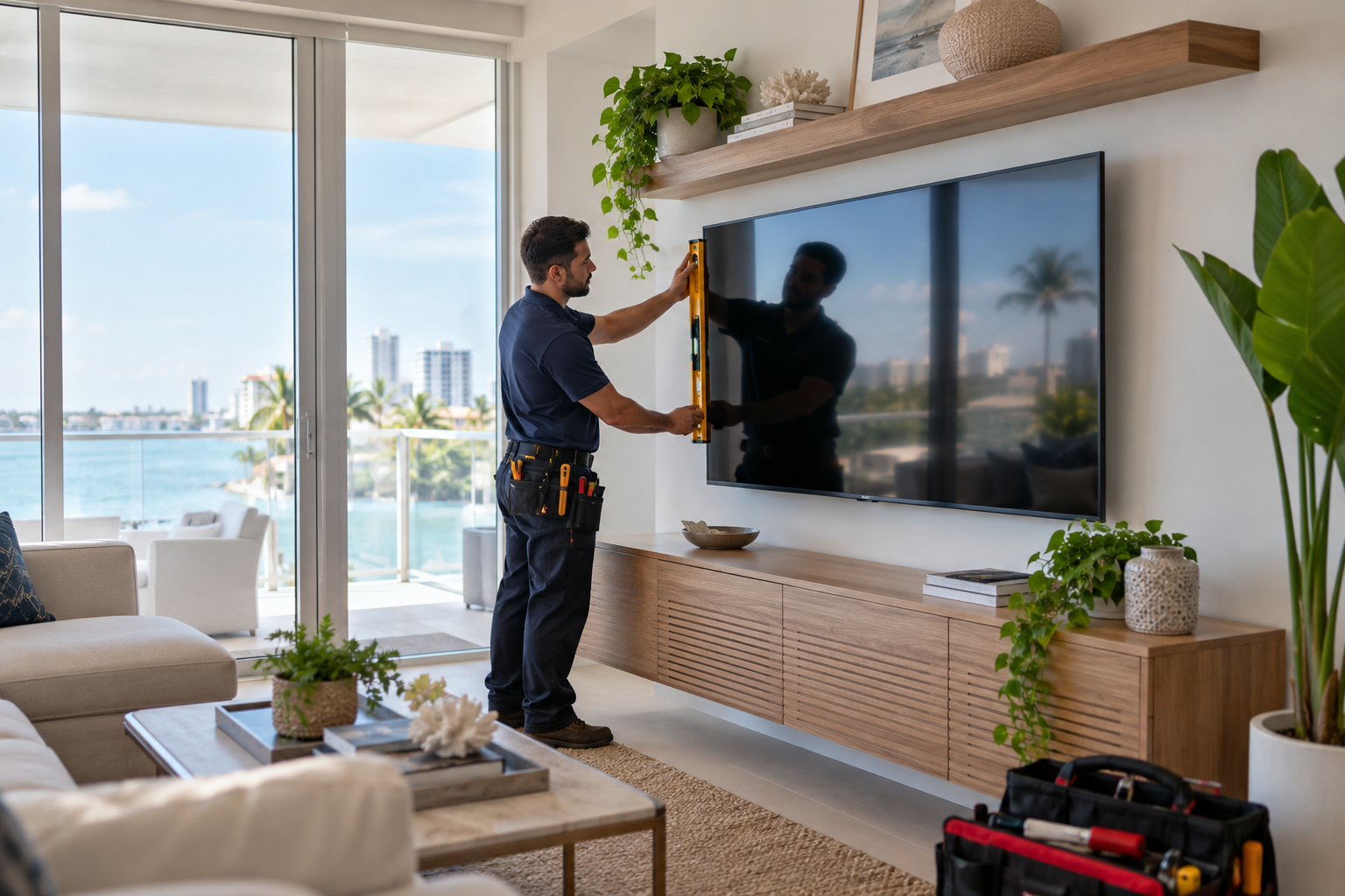 TV Mounting & Assembly detail in Fort Lauderdale by Miami Handy Pro